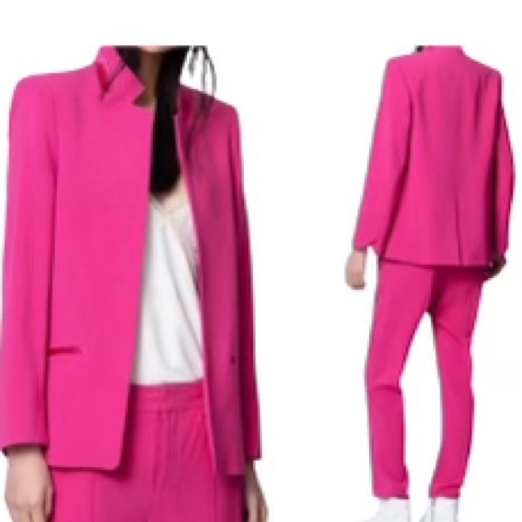 ZADIG & VOLTAIRE Blazer Women’s SZ Large 
Volly Satin Trim Open Front in Pink - Picture 1 of 10